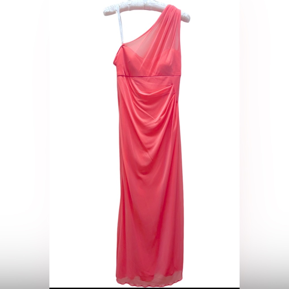David’s Bridal Coral One Strap Bridesmaid Dress - Size 4